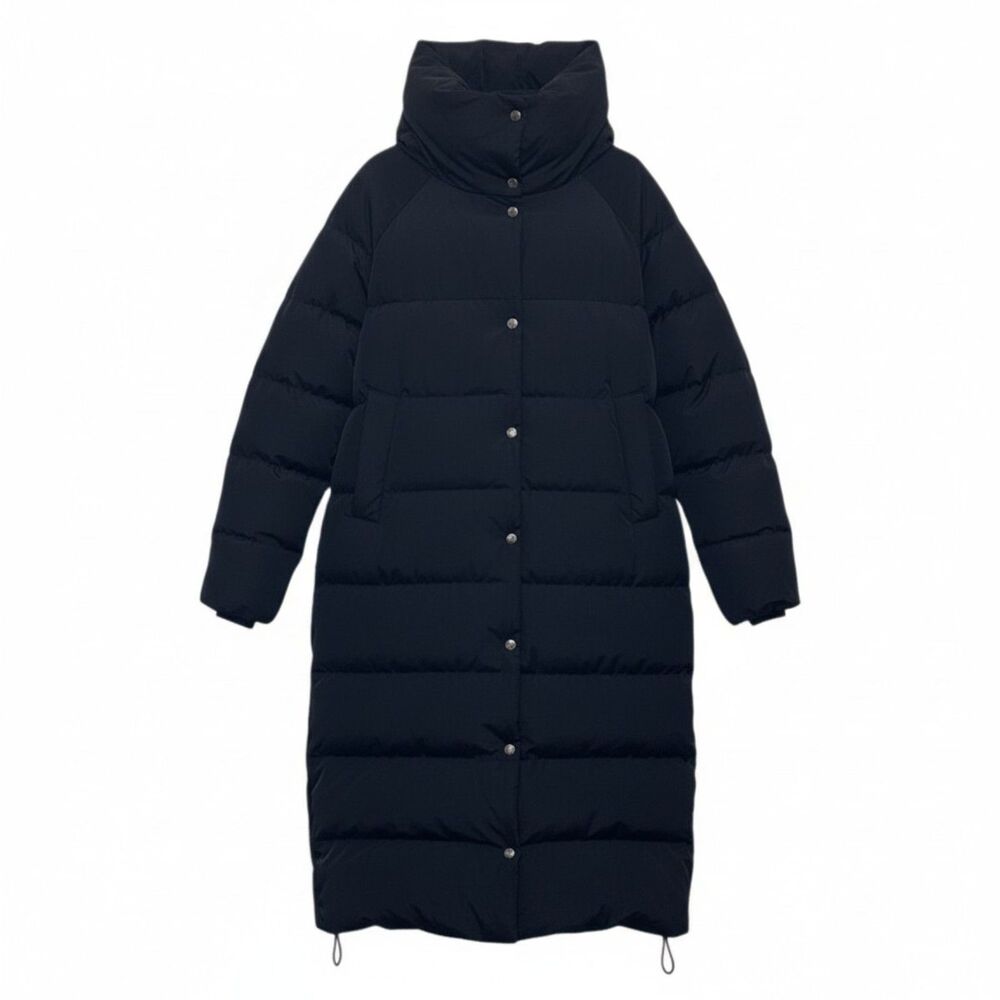 Kooosin Black Longline Hooded Puffer Coat Maxi Winter Jacket Size L